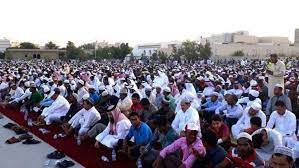 The congregational takbeer for the `Eid prayer.